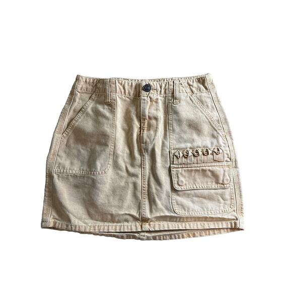 Hudson Hunter Cargo Sand Tan Mini Skirt Moli Ruffle Pocket, Size 25 - Picture 2 of 12